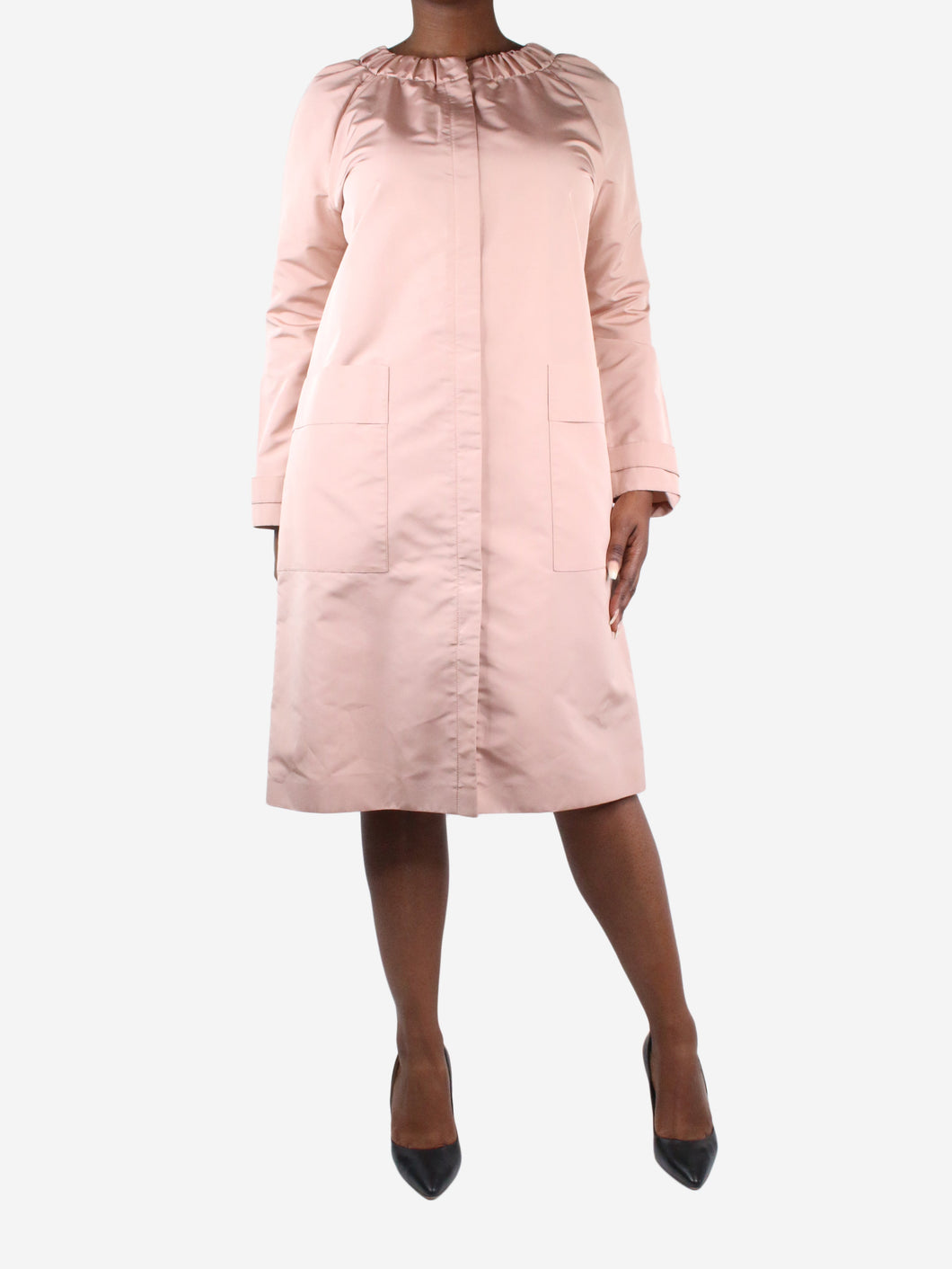 Pink nylon silk-blend pocket coat - size UK 12 Coats & Jackets Prada 