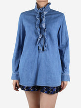 Load image into Gallery viewer, Blue ruffled denim shirt - size UK 10 Tops Stella McCartney 
