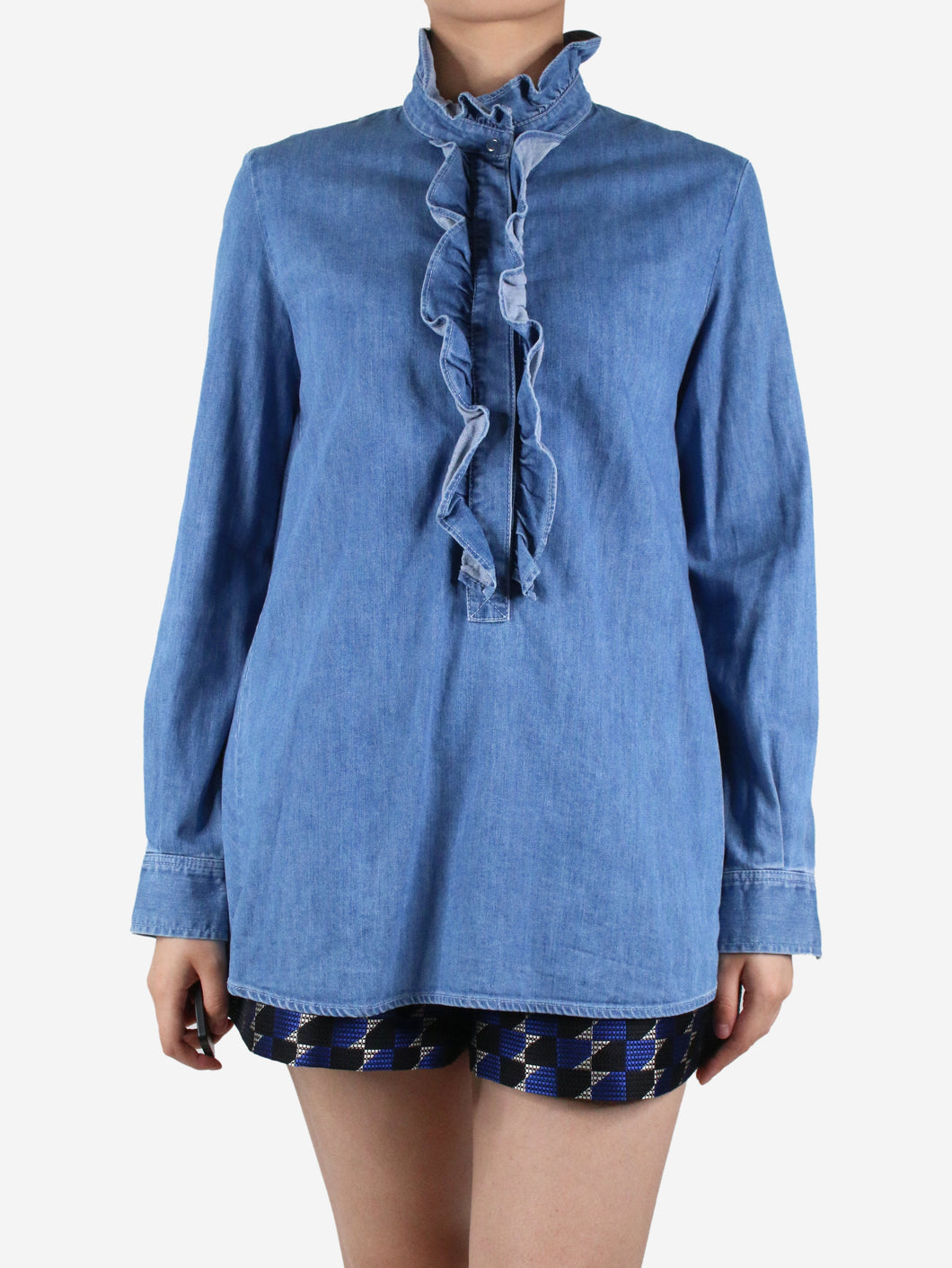 Blue ruffled denim shirt - size UK 10 Tops Stella McCartney 