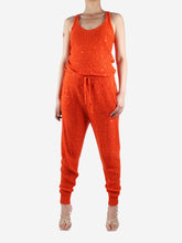 Load image into Gallery viewer, Orange sleeveless sequin jumpsuit - size UK 8 Jumpsuits Stella McCartney 
