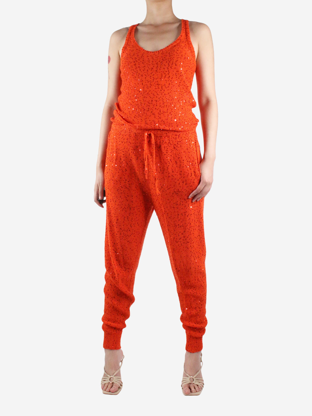 Orange sleeveless sequin jumpsuit - size UK 8 Jumpsuits Stella McCartney 