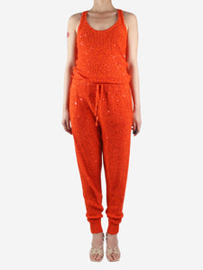 Stella McCartney Orange sleeveless sequin jumpsuit - size UK 8
