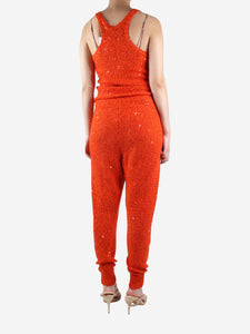 Stella McCartney Orange sleeveless sequin jumpsuit - size UK 8