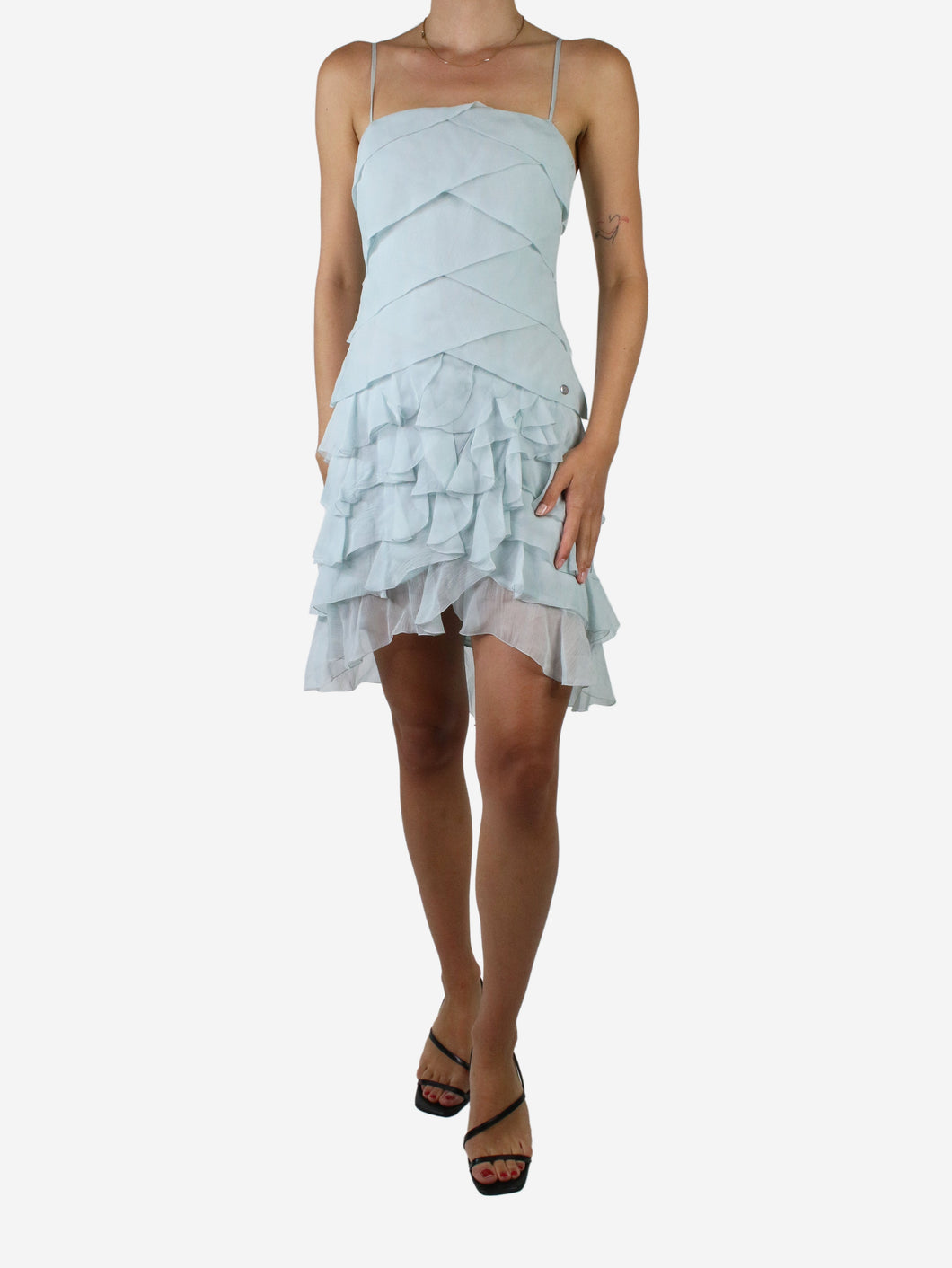Blue silk ruffled mini dress - size FR 36 Dresses Chanel 