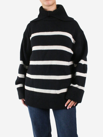 Black striped high-neck jumper - size M/L Knitwear Demellier 