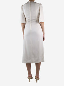 Dolce & Gabbana Cream short-sleeved silk midi dress - size UK 8