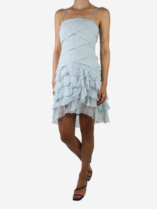 Chanel Blue silk ruffled mini dress - size FR 36
