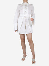 Load image into Gallery viewer, White shirt dress with gold hardware detail - size UK 6 Dresses Ellery 
