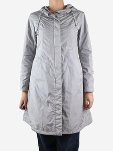 Moncler Blue hooded shell coat - size UK 10