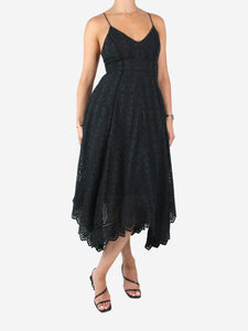 Love Shack Fancy Black broderie anglaise V-neck dress - size S