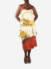Load image into Gallery viewer, Multicoloured palm tree printed midi dress - size US 10 Dresses Johanna Ortiz 
