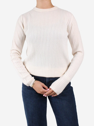 Cream ribbed O-neck cashmere jumper - size S Knitwear Soft Goat 
