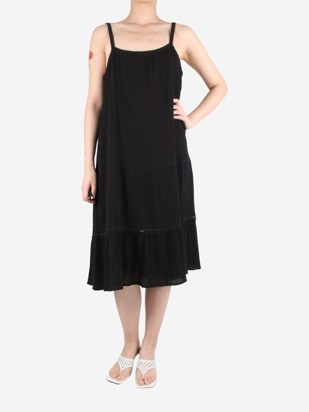 Black cotton slip dress - size UK 12 Dresses ME+EM 