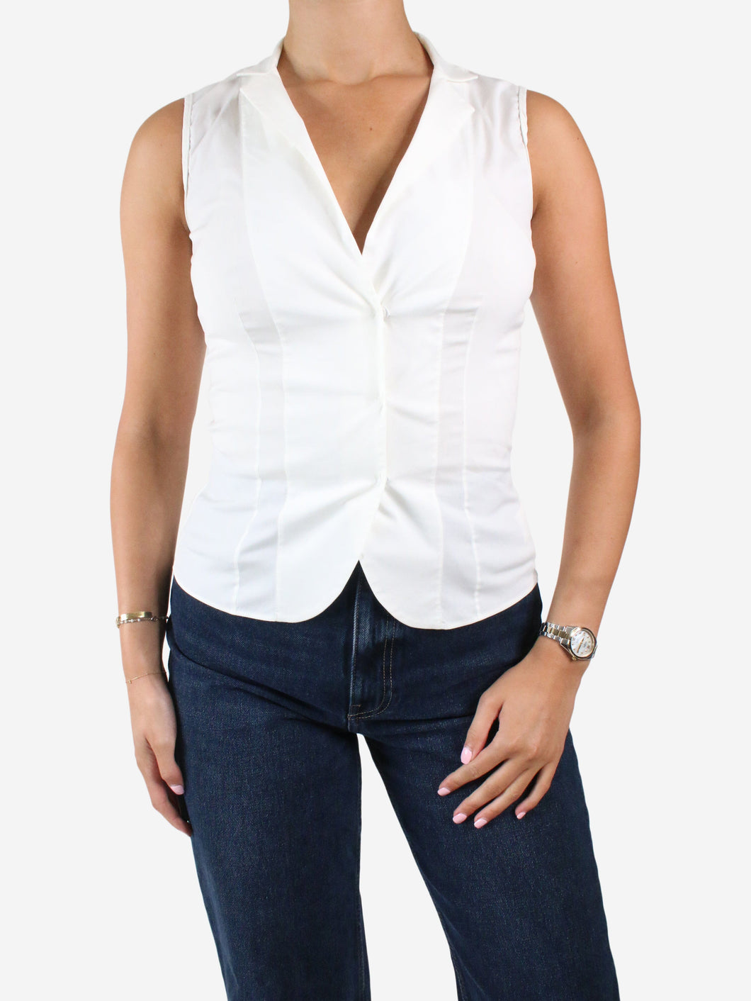 White sleeveless button-up shirt - size UK 8 Tops Akris 