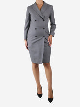Load image into Gallery viewer, Grey double-breasted blazer dress - size UK 10 Dresses Max Mara 
