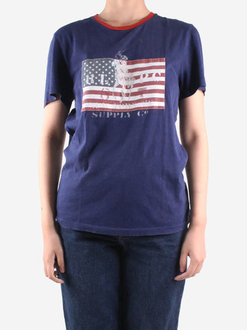 Blue short-sleeved printed t-shirt - size S Tops Polo Ralph Lauren 