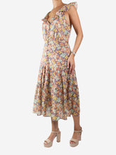 Load image into Gallery viewer, Multicolour sleeveless floral midi dress - size UK 10 Dresses Veronica Beard 
