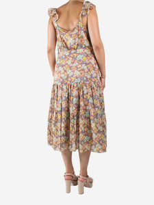 Veronica Beard Multicolour sleeveless floral midi dress - size UK 10