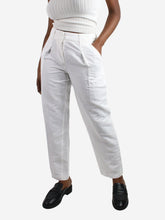Load image into Gallery viewer, White loose-fit linen trousers - size UK 10 Trousers Luisa Cerano 
