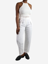 Load image into Gallery viewer, White loose-fit linen trousers - size UK 10 Trousers Luisa Cerano 
