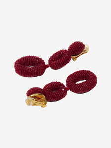 Oscar De La Renta Red dangling clip-on earrings