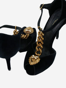 Dolce & Gabbana Black suede chain detail ankle strap heels - size EU 38.5