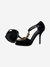 Load image into Gallery viewer, Black suede chain detail ankle strap heels - size EU 38.5 Heels Dolce &amp; Gabbana 
