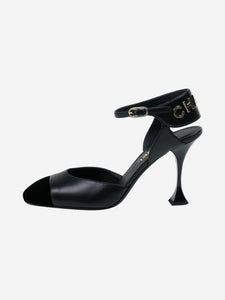 Chanel Black leather and velvet square toe heels - size EU 39
