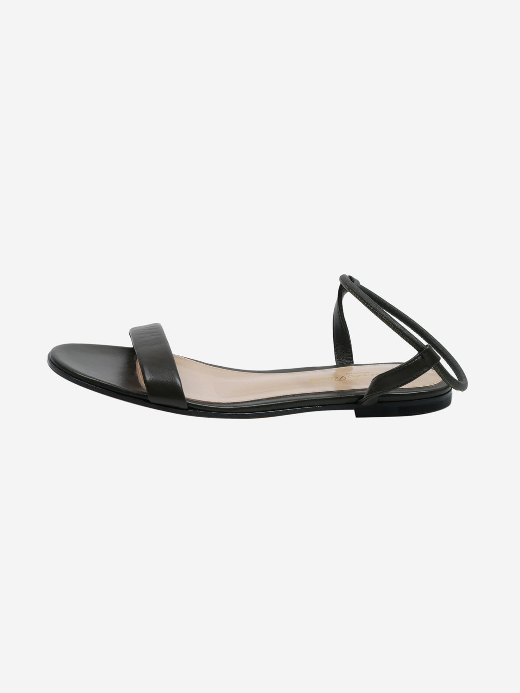 Khaki flat sandals with open toe and ankle strap - size EU 36 Flat Sandals Gianvito Rossi 