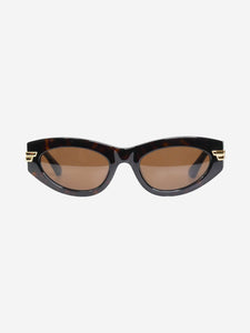 Bottega Veneta Brown tortoiseshell classic oval sunglasses