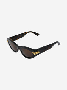 Bottega Veneta Brown tortoiseshell classic oval sunglasses