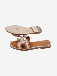 Hermes Neutral Oran leather sandals - size EU 37