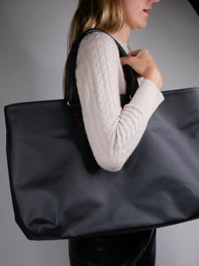Bottega Veneta Black Marco Polo PVC and leather tote bag