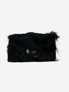 Roger Vivier Black faux fur satin choc strass mini bag