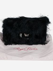 Roger Vivier Black faux fur satin choc strass mini bag