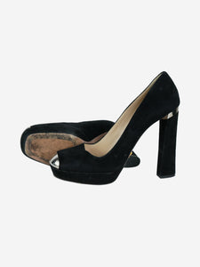 Prada Black platform heels with gold toe detail - size EU 38