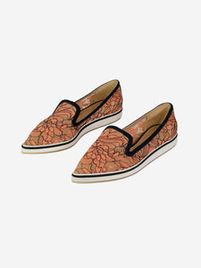 Nicholas Kirkwood Orange floral lace loafer - size EU 38.5