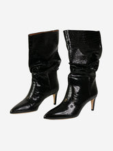 Load image into Gallery viewer, Black leather ruched croc skin boots - size EU 37.5 Boots Paris Texas 
