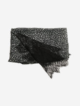 Load image into Gallery viewer, Black lace trimmed leopard print scarf Scarves Valentino 
