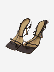 Bottega Veneta Brown square toe strappy heels with open toe - size EU 40