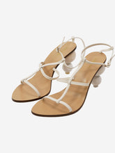 Load image into Gallery viewer, White ball sandal strappy heels with ankle strap - size EU 40 Heels Cult Gaia 
