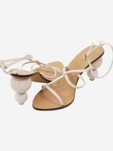 Load image into Gallery viewer, White ball sandal strappy heels with ankle strap - size EU 40 Heels Cult Gaia 
