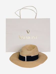 Maison Michel Neutral straw sunhat with ribbon detail