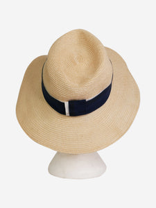 Maison Michel Neutral straw sunhat with ribbon detail