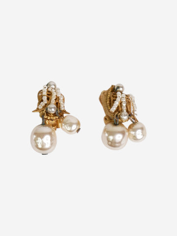 Multi pearl drop clip-on earrings Jewellery Haskell 