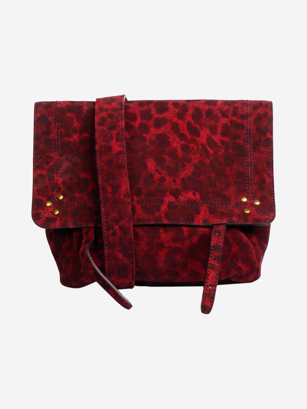 Red suede leopard print cross-body bag with gold hardware Cross-body bags Jerome Dreyfuss 