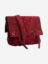Load image into Gallery viewer, Red suede leopard print cross-body bag with gold hardware Cross-body bags Jerome Dreyfuss 
