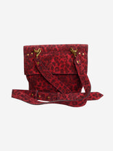 Load image into Gallery viewer, Red suede leopard print cross-body bag with gold hardware Cross-body bags Jerome Dreyfuss 

