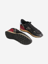 Load image into Gallery viewer, Black floral lace detail low-top rockstud trainers - size EU 37 Trainers Valentino 
