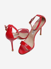 Load image into Gallery viewer, Red patent sandal heels with ankle strap and open toe - size EU 40.5 Heels Manolo Blahnik 
